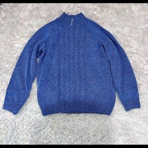 Blue pullover sweater with faux pearl detail. M